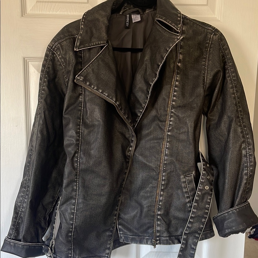 Stylish distressed H&M faux leather jacket
